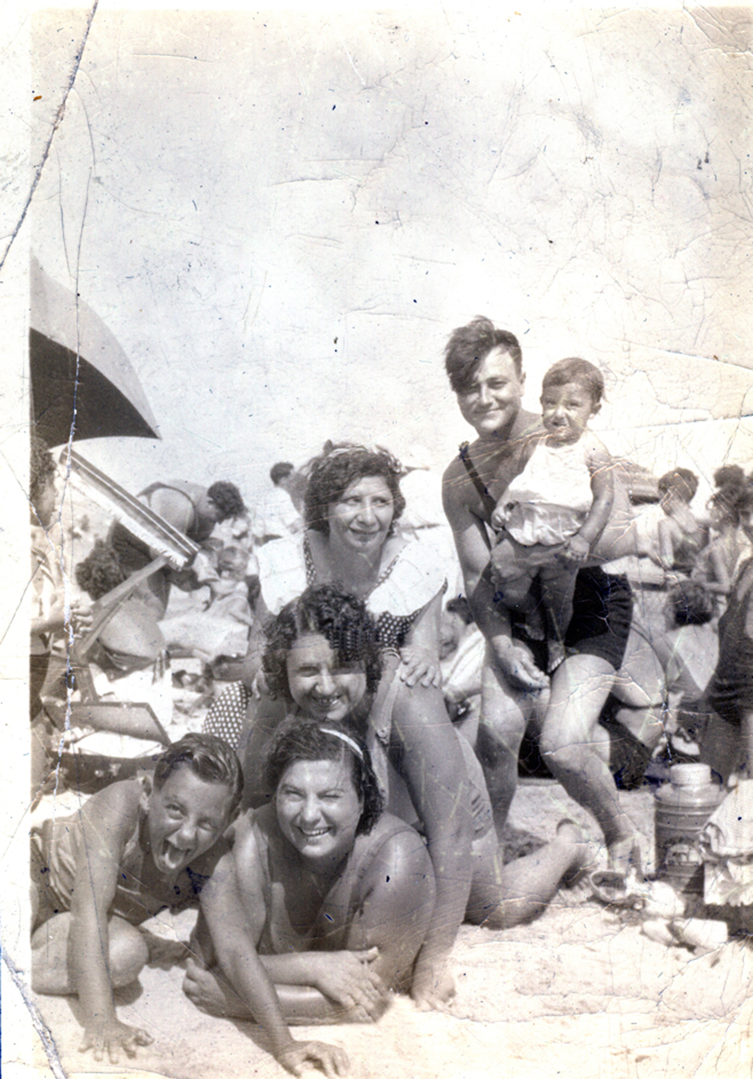 Italian family on the beach